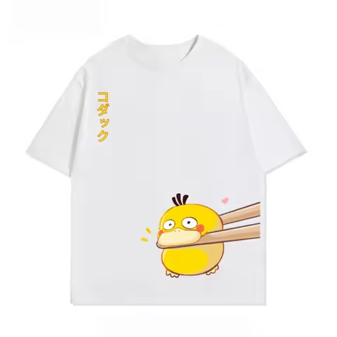 Y2k Pokemon Printed Men Women Cute T-Shirt Short Summer Trendy Sleeved Tee Gym Clothes Cute Psyduck 