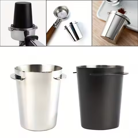 Coffee Dosing Cup Stainless Steel Coffee Powder Feeder Espresso Dosing Cup Silver Black Cafe Barista