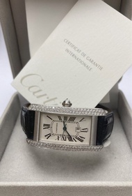 Used Cartier , Ref : 1726 , Tank Américaine , Original Diamond Set , 18K/750 Gold , 出世紙
