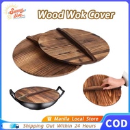 32/36cm Wooden Wok Lid Hand Crafted Natural Fir Wood Pot Cover Anti-Scalding Solid Wood Wok Pot Lid
