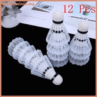 DRE 12 Pcs White Plastic Badminton Ball Shuttlecos Sport Training Sport MY