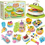 HASAYAQI Playdough Sets Kitchen Creations Burger Barbecue Party Toy Gift Box Sets Cake,Ice Cream,Doughnut and More Sweet Snacks Playset &amp; Cooking Play Food with 5 Cans Colors and More Than 46 Tools