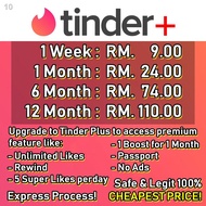 Mobile &amp; AccessoriesVOUCHER TINDER PLUS 1 WEEK 6 12 MONTHCHEAP CHEAPEST TOPUP TOP UP