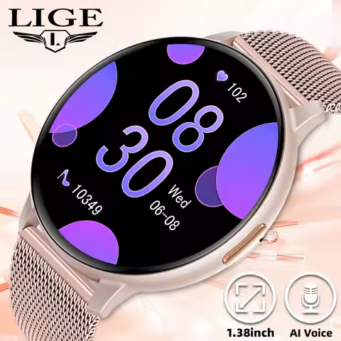 LIGE New Smart Watch Women Men Bluetooth Call Heart Rate Health Monitor 1.38inch HD Screen Women Fas