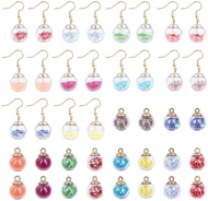 BeeBeecraft 1 Box 40pcs 16mm Glass Ball Charms Crystal Glass Globe Earrings with Shining Stars Earring Making Starter Kit for Earring Necklace Making Craft Supplies Adults Women