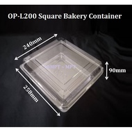 OPS-L200 / Op-L200 ( 8" ) Square Cake Tray- Butter Cake/ Plastic Tray/Bakery Disposable Plastic Box/