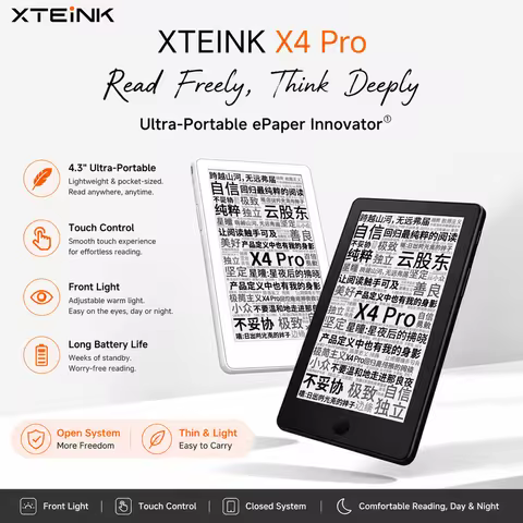 【In Stock】 XTEINK E-Book Reader X4 Pro /X4/X3 E-Ink Reader Touch Front Portable Eye Protection E-Pap