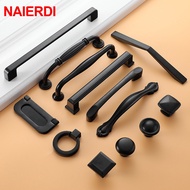 NAIERDI Aluminum Alloy Black Cabinet Handles American Style Solid Kitchen Cupboard Pulls Drawer Knobs Furniture Handle Hardware