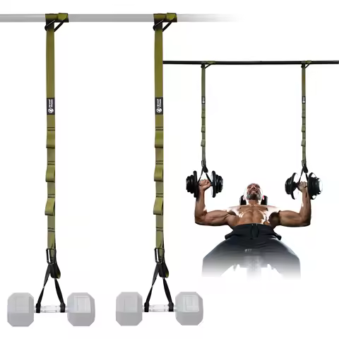 Adjustable Dumbbell Spotter Straps for Barbell Rack Attachment Chest Bench Press Hanging Dumbbells S