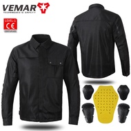 Retro Casual Motorcycle Jacket Summer Mesh Shock-resistant Cycling Jersey Belt CE Protective Gear