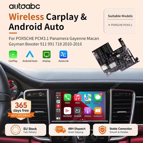Wireless CarPlay for Porsche Cayenne, Panamera, Cayman, Macan, 911, 991, 718; PCM 3.1 Android Auto, 