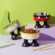 Mangkuk Tinggi untuk Kucing & Anjing | Stand Mangkuk Stainless Steel 304, Tapak Anti-Skid | Postur M