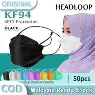 KF94 Mask 50pcs Headloop Medical 4PLY Malaysia KF94 Headloop Mask Korean original meducal Hijab Headloop KF94 Lapisan Topeng Muka Pelindung 10keping Kn94 Muslim Mask Hijab Fabric Face Shield Disposable with BFE95%