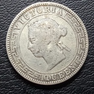 Koin 50 Cents Ceylon 1892 Bahan Perak Sri Lanka Era Jajahan Inggris
