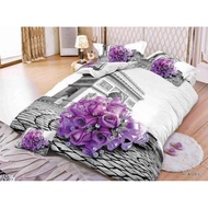 SmartLivingPro 7 in 1 Fitted Bedsheet With Quilt Cover Roses Flowers 3D Design
