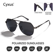 Cyxus Aviator แว่นกันแดดโพลาไรซ์ป้องกันแสงสะท้อน UV สำหรับบานพับสปริง กรอบแฟชั่น ขับรถกลางแจ้ง ตกปลา