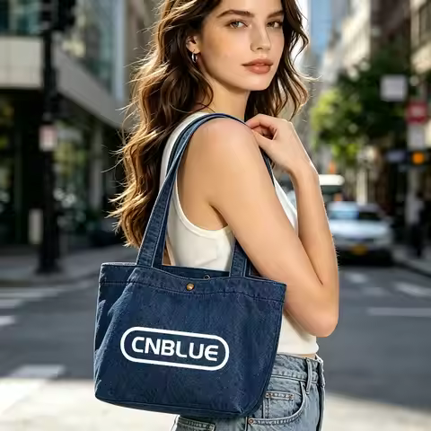 Kpop CNBLUE Tote Bag Women Small Denim Shoulder Bag for Beach Travel Shopping