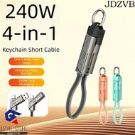 JDZVB 240W Keychain, Type C with Portable Cord PD Fast Charging Cable, 4-in-1 Keychain Data Cable 4 