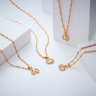 Hyl Jewelry 244N Kalung Titanium Huruf Muda Emas Wanita Anti Karat Asli Panjang