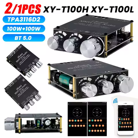 1/2pcs XY-T100H XY-T100L TPA3116D2 Bluetooth 5.0 Power Audio Amplifier Board 100w+100w Audio Stereo 