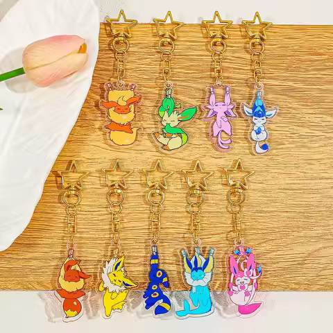Anime Eeveelution Espeon Glaceon Leafeon Sylveon Flareon Eevee Ibrahimovic's Garden Acrylic Keychain