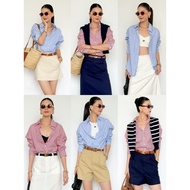 Donia Women's Wrinkle-Free Blue Striped Loose Shirt for Office Work and Play | 3875 | Lana Official