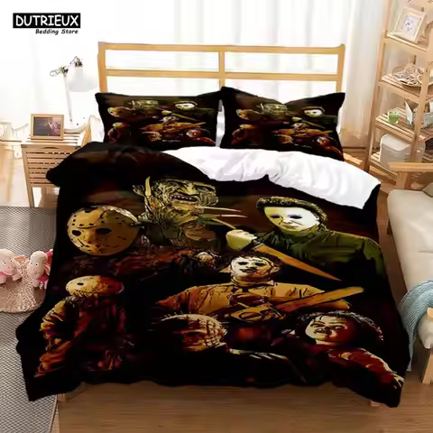 Halloween Horror Movie Clown Printed Quilt Cover Pillowcase Queen Bedding Set Bedding Set Luxury Per