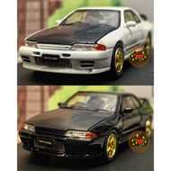 Leeb Model Car TM 1/64 Nissan GTR GT-R R32 White Black Carbon Fiber Dead Engine Can Open Alloy