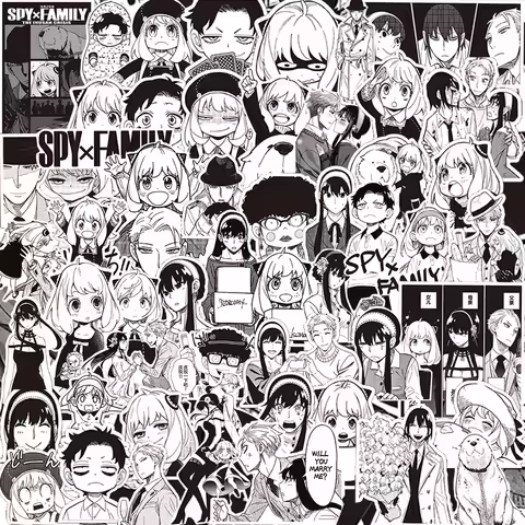 10/30/70pcs Black White Anime SPY×FAMILY Cartoon Stickers Cute Anya Forger Graffiti Sticker DIY Phon