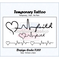 #T357 Heartbeat Word Faith Temporary Tattoo