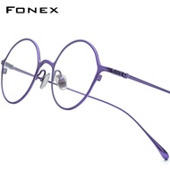 FONEX Titanium Gọng kính phụ nữ thiết kế thương hiệu Tròn Kiểu retro cổ điển Kính mắt nam Full-rim N