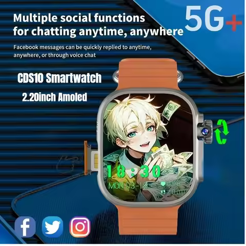 Android CDS9 Ultra 5G Smartwatch 2.2 AMOLED HD 180 Rotating Camera Heart Rate SpO2 Sleep Tracking GP