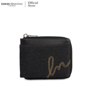 Louis Montini (Denim Zip-Around) กระเป๋าสตางค์ผ้ายีนส์ ซิปรอบ ใบสั้น ปะหนังแท้ Jeans Wallet for Men &amp; Women TML03