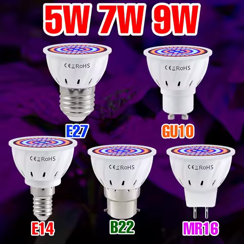 9W E27/E26 LED Grow Light GU10 Full Spectrum Plant Lamp E14 For Indoor Potted Fruit Growbox Cultivat
