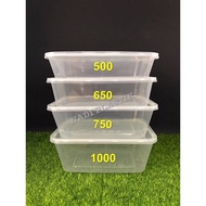 TEKA A 500 650 750 1000 ML Rectangular Container with Lid [ 10 / 50 SET ] Bekas Makanan Murah