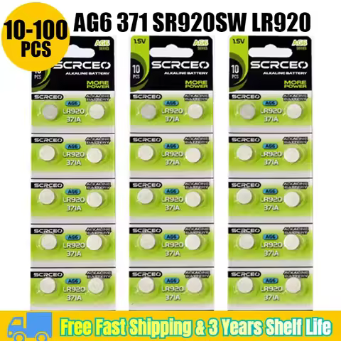 10-100Pcs AG6 Alkaline Battery 1.55V Button Coin Cell 371 SR920SW LR920 SR927 171 370 L921 LR69 SR92