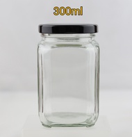 [60pcs][ Roy ] 300ml  Square glass Jar/Botol Kaca petak /Bekas kaca /Sambal botol 方形瓶罐 [ Wholesale]