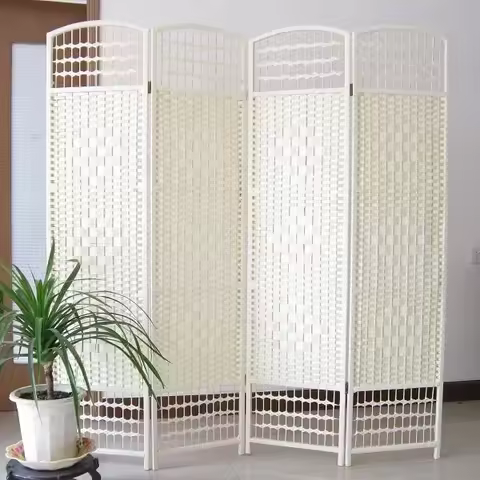 Paper Rattan Partition Folding Screen Seat Screen Screen Solid Wood Porch Fitting Room Partition