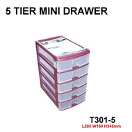 5 Tiers Plastic Mini Drawer Container Box Laci Plastik - Toyogo