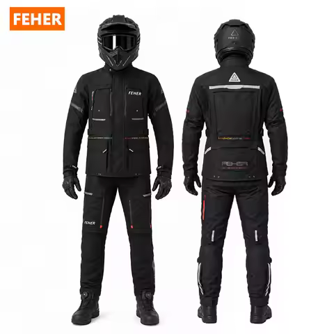FEHER Four Seasons Motorcycle Touring Suit Man Waterproof Removable Liner Motorbike Jacket and Pants