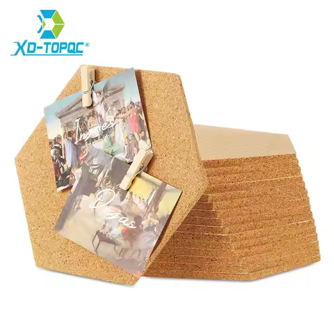 Innovative Equilateral Hexagon Cork Stickers DIY Decorative Postcard Wall Cork Board Bulletin Board