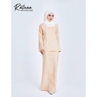 RATNAA KURUNG MODERN (WHEAT NUDE) BAJU MINI RAYA COTTON EMBROIDERY LACE PLAIN PRINTED KEBAYA MURAH