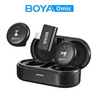 BOYA Omic D/U Wireless Lavalier Lapel Mini Microphone Condenser Mic for iPhone iPad Android Smartphone Video Live Broadcast Vlog
