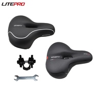 Litepro Shock Absorption Leather Saddle Folding Bicycle Waterproof Soft Large Area Cushion For MTB R