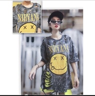 เสื้อฟอก อมยิ้ม nirvana เสื้อวง อก44” ก่อนยืด