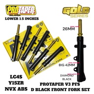 [42MM] PROTAPER DIAMOND BLACK FRONT LOWER FORK 1.5/2.0INCH PFS-GOLD V3 NVX155 V1&V2 / Y15 Y16 V1 / L