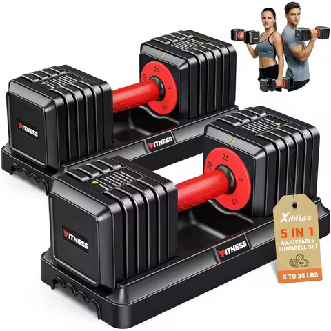 XDDIAS Adjustable Dumbbell Set of 2 for Home Gym: 25 55 80LB Adjustable Weights with 5 10 in 1 Desig