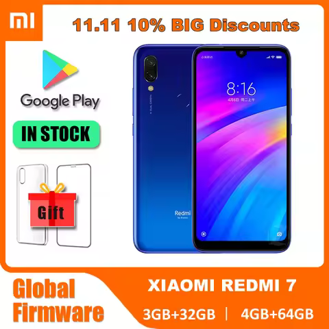 Original Xiaomi Redmi 7 Mobile Phones 4GB 64GB Global Version Google Play Android Cell Phone Fingerp
