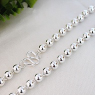 Pure Silver 999 Sterling Silver Round Bead Necklace for Adults Children Short Men Women Silver Bead 