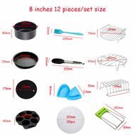 12pcs Air Fryer Accessories 8 Inch Fit for Airfryer 5.2-5.8QT Baking Basket Pizza Plate Grill Pot Ki